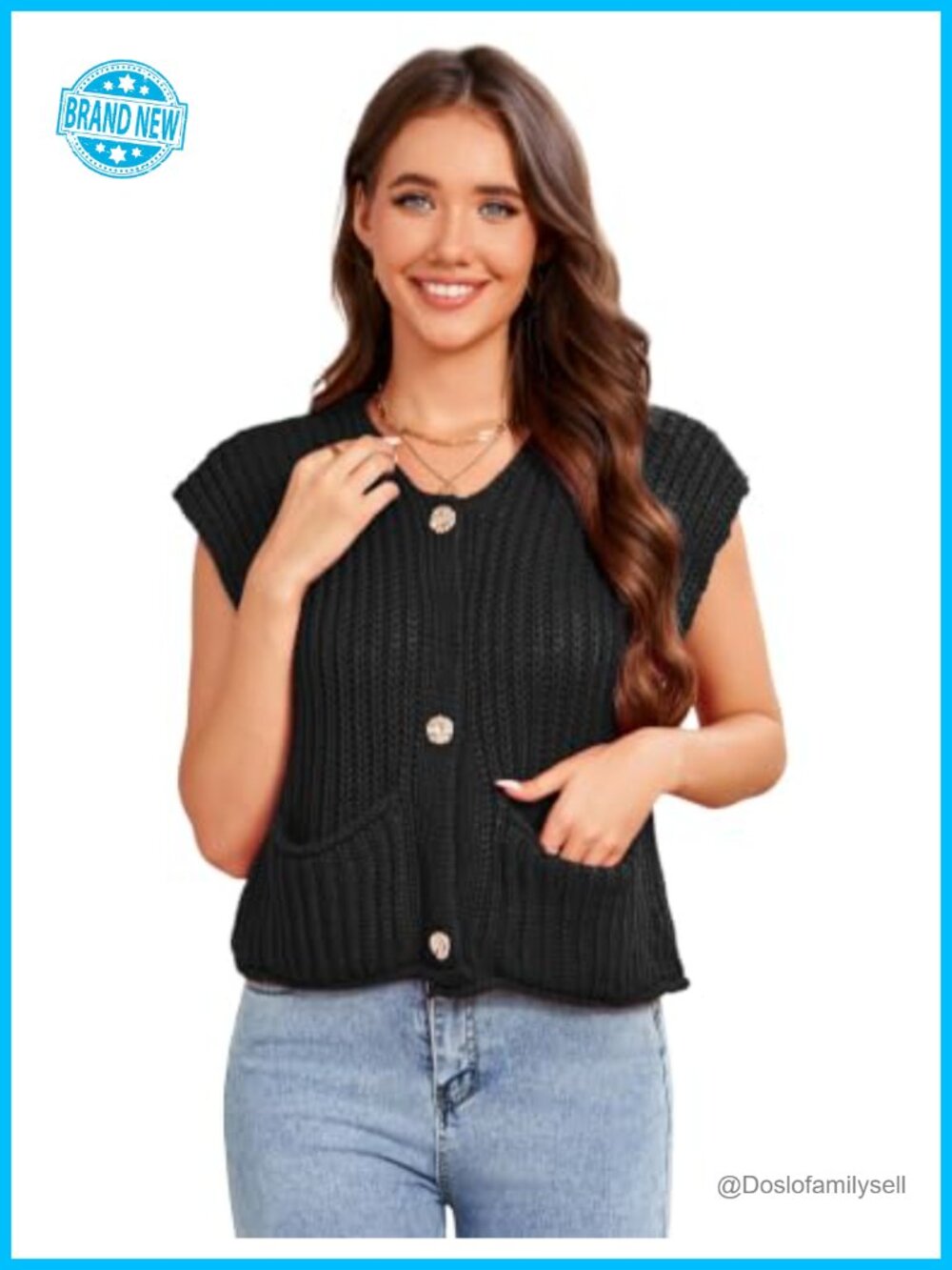 Womens Crochet Sweater Vest Sleeveless Cardigan Cropped Tank Top